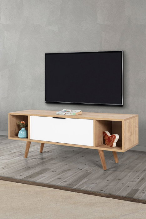 Hanah Home Mesir 3328 Soporte para TV Roble Zafiro y Blanco